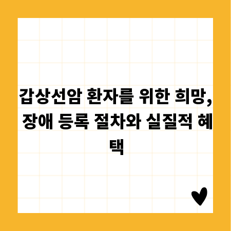 갑상선암 환자를 위한 희망, 장애 등록 절차와 실질적 혜택
