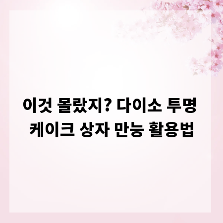 이것 몰랐지? 다이소 투명 케이크 상자 만능 활용법