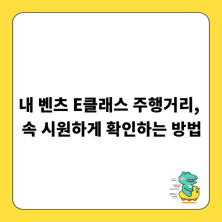 내 벤츠 E클래스 주행거리, 속 시원하게 확인하는 방법
