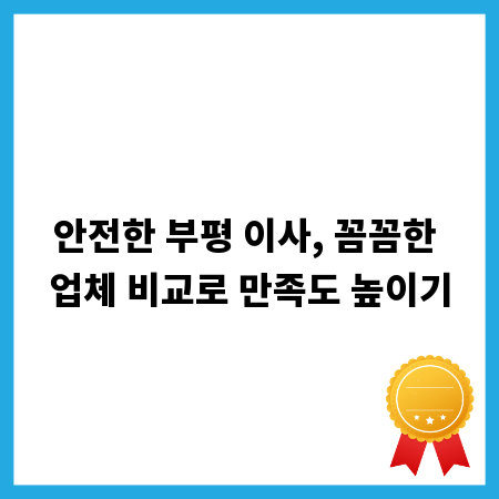 안전한 부평 이사, 꼼꼼한 업체 비교로 만족도 높이기