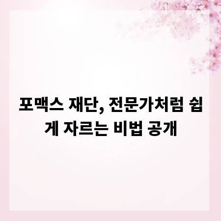 포맥스 재단, 전문가처럼 쉽게 자르는 비법 공개