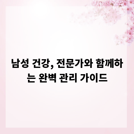 남성 건강, 전문가와 함께하는 완벽 관리 가이드