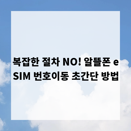 복잡한 절차 NO! 알뜰폰 eSIM 번호이동 초간단 방법