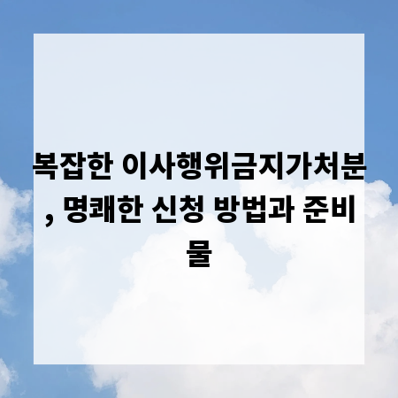 복잡한 이사행위금지가처분, 명쾌한 신청 방법과 준비물