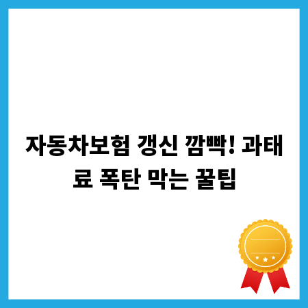 자동차보험 갱신 깜빡! 과태료 폭탄 막는 꿀팁