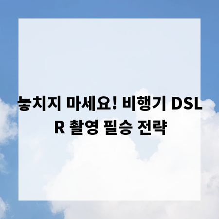 놓치지 마세요! 비행기 DSLR 촬영 필승 전략