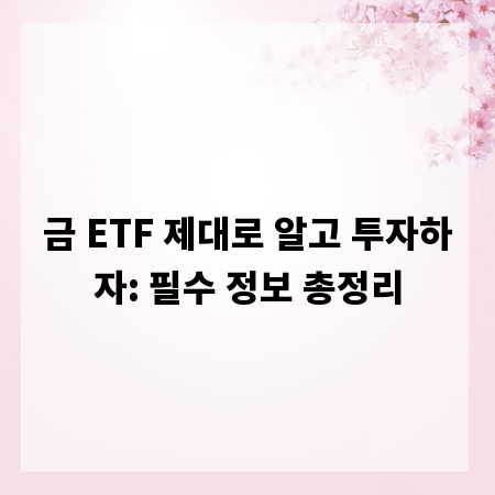 금 ETF 제대로 알고 투자하자: 필수 정보 총정리