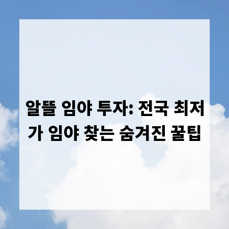 알뜰 임야 투자: 전국 최저가 임야 찾는 숨겨진 꿀팁