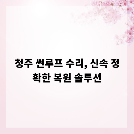 청주 썬루프 수리, 신속 정확한 복원 솔루션