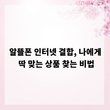 알뜰폰 인터넷 결합, 나에게 딱 맞는 상품 찾는 비법