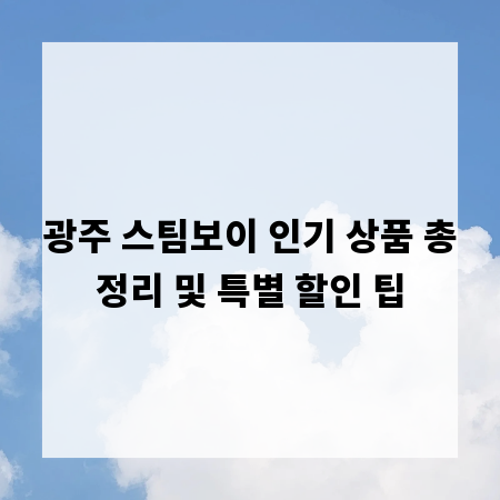 광주 스팀보이 인기 상품 총정리 및 특별 할인 팁