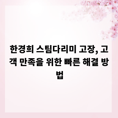한경희 스팀다리미 고장, 고객 만족을 위한 빠른 해결 방법