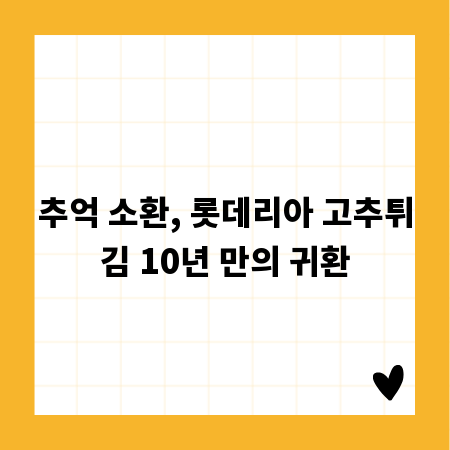 추억 소환, 롯데리아 고추튀김 10년 만의 귀환