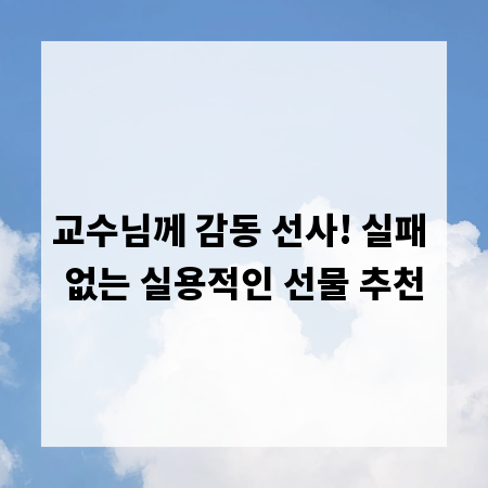 교수님께 감동 선사! 실패 없는 실용적인 선물 추천
