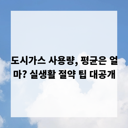 도시가스 사용량, 평균은 얼마? 실생활 절약 팁 대공개