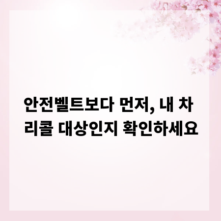 안전벨트보다 먼저, 내 차 리콜 대상인지 확인하세요