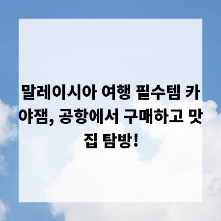 말레이시아 여행 필수템 카야잼, 공항에서 구매하고 맛집 탐방!