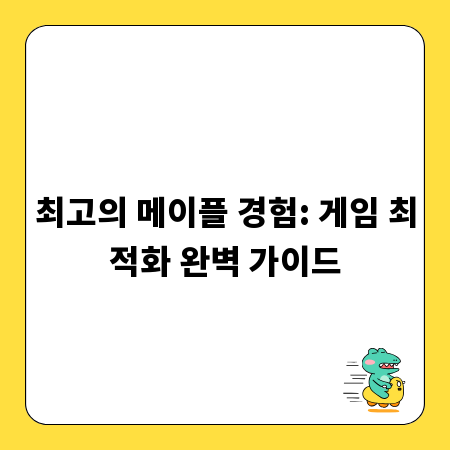 최고의 메이플 경험: 게임 최적화 완벽 가이드
