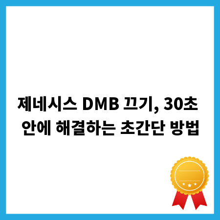 제네시스 DMB 끄기, 30초 안에 해결하는 초간단 방법