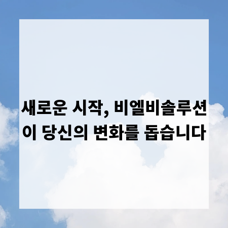 새로운 시작, 비엘비솔루션이 당신의 변화를 돕습니다
