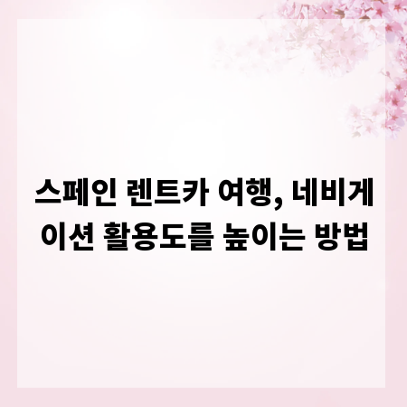 스페인 렌트카 여행, 네비게이션 활용도를 높이는 방법