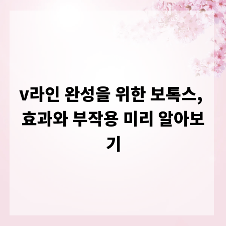 v라인 완성을 위한 보톡스, 효과와 부작용 미리 알아보기