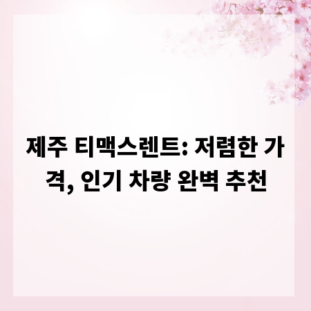 제주 티맥스렌트: 저렴한 가격, 인기 차량 완벽 추천