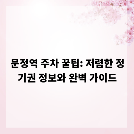 문정역 주차 꿀팁: 저렴한 정기권 정보와 완벽 가이드
