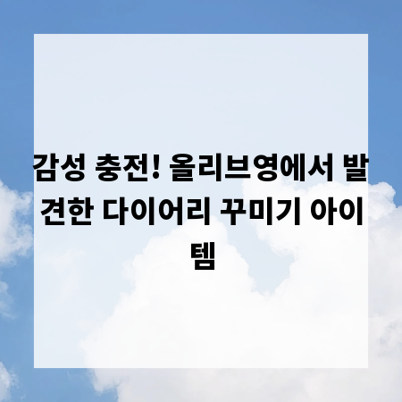 감성 충전! 올리브영에서 발견한 다이어리 꾸미기 아이템
