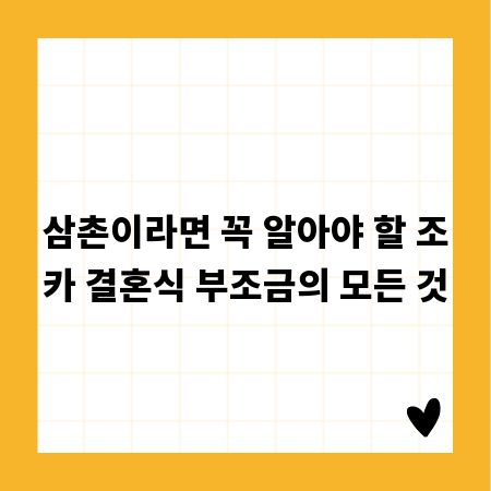 삼촌이라면 꼭 알아야 할 조카 결혼식 부조금의 모든 것