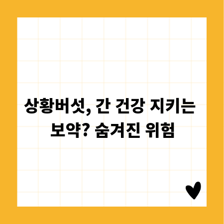 상황버섯, 간 건강 지키는 보약? 숨겨진 위험