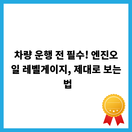 차량 운행 전 필수! 엔진오일 레벨게이지, 제대로 보는 법