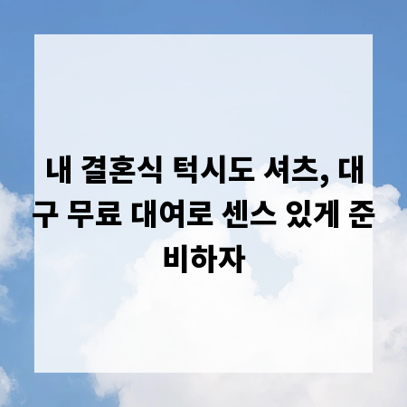 내 결혼식 턱시도 셔츠, 대구 무료 대여로 센스 있게 준비하자