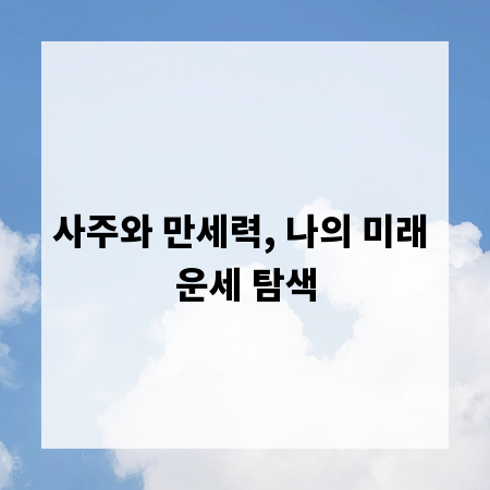 사주와 만세력, 나의 미래 운세 탐색