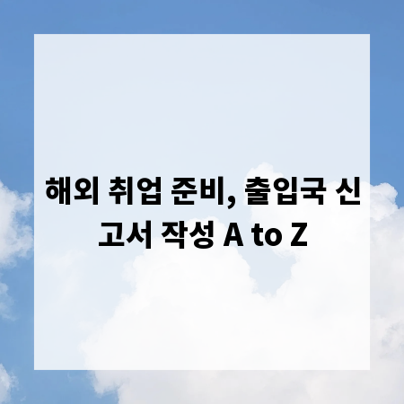 해외 취업 준비, 출입국 신고서 작성 A to Z