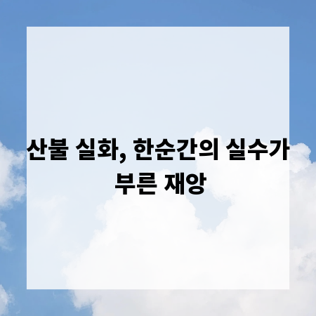 산불 실화, 한순간의 실수가 부른 재앙