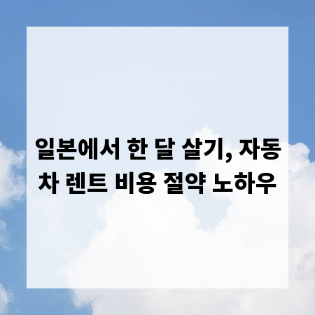 일본에서 한 달 살기, 자동차 렌트 비용 절약 노하우