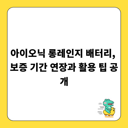 아이오닉 롱레인지 배터리, 보증 기간 연장과 활용 팁 공개