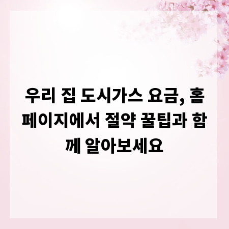 우리 집 도시가스 요금, 홈페이지에서 절약 꿀팁과 함께 알아보세요