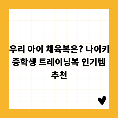 우리 아이 체육복은? 나이키 중학생 트레이닝복 인기템 추천