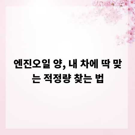 엔진오일 양, 내 차에 딱 맞는 적정량 찾는 법